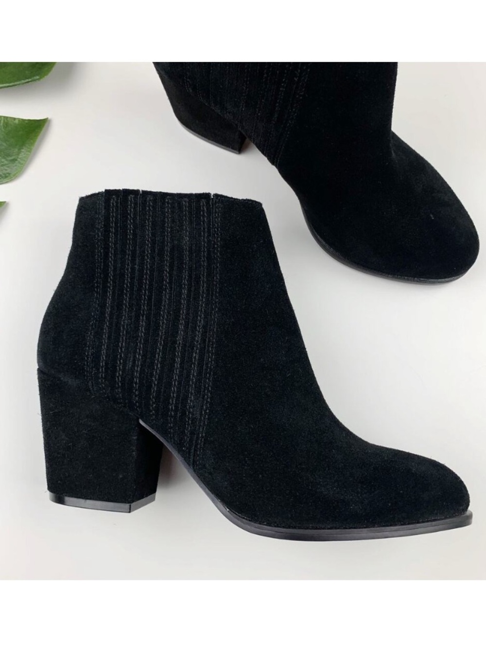 Steven by Steve Madden Harleigh Ankle Boots Black Suede Booties Women's 8.5